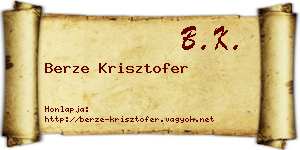Berze Krisztofer névjegykártya